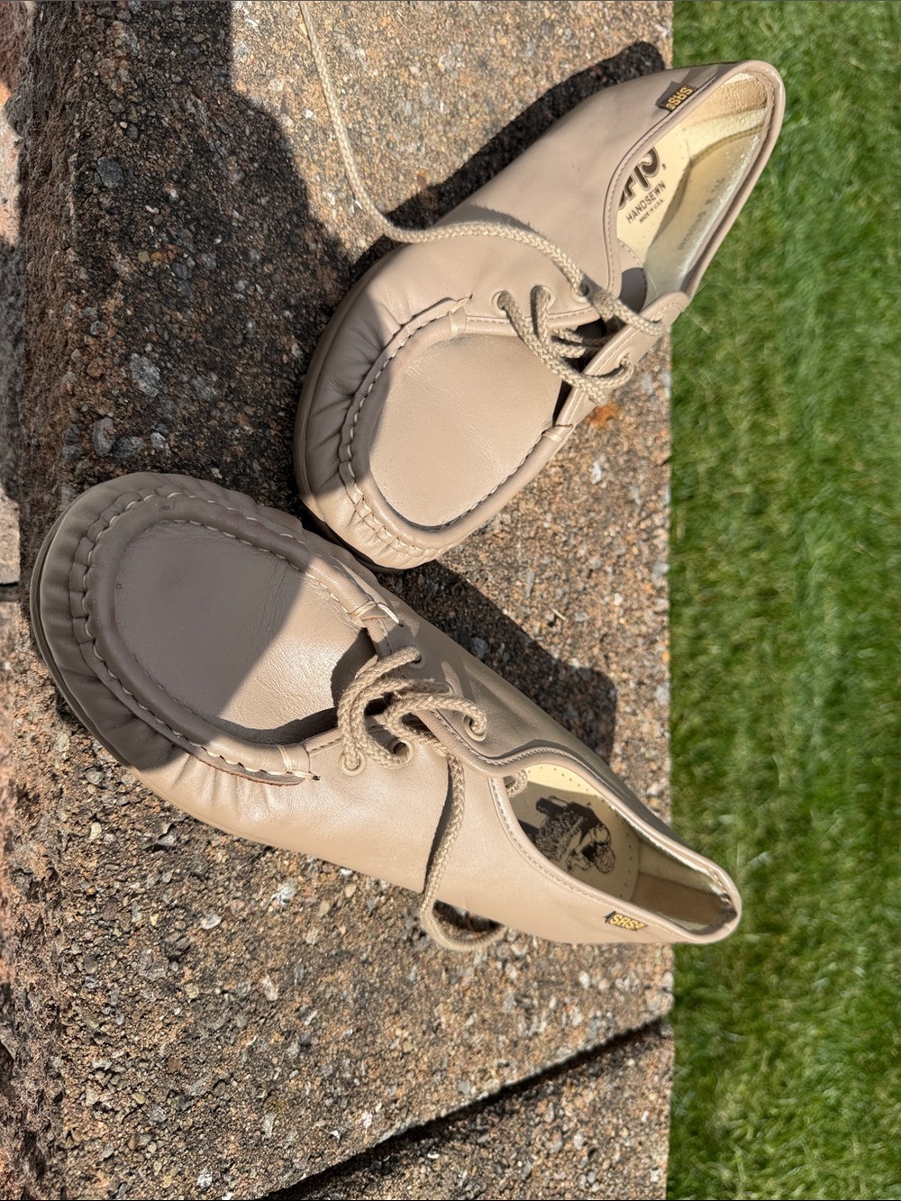 SAS Women’s Beige Leather Moccasin Lace-Up Shoes